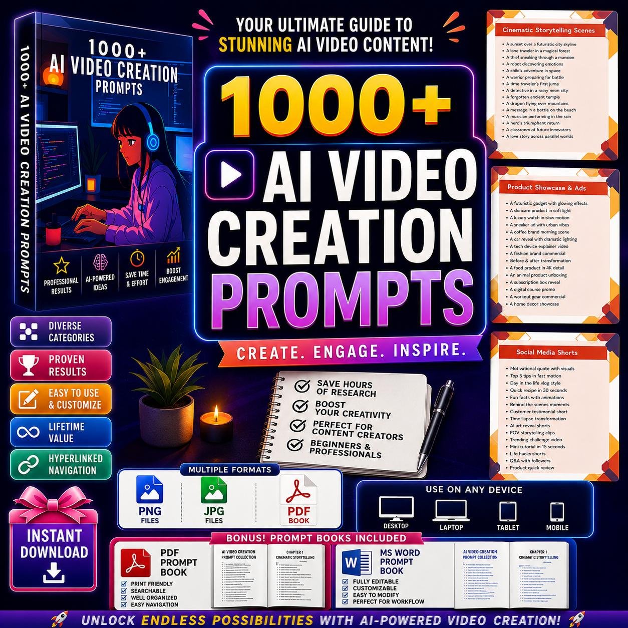 1000+ AI Video Creation Prompts